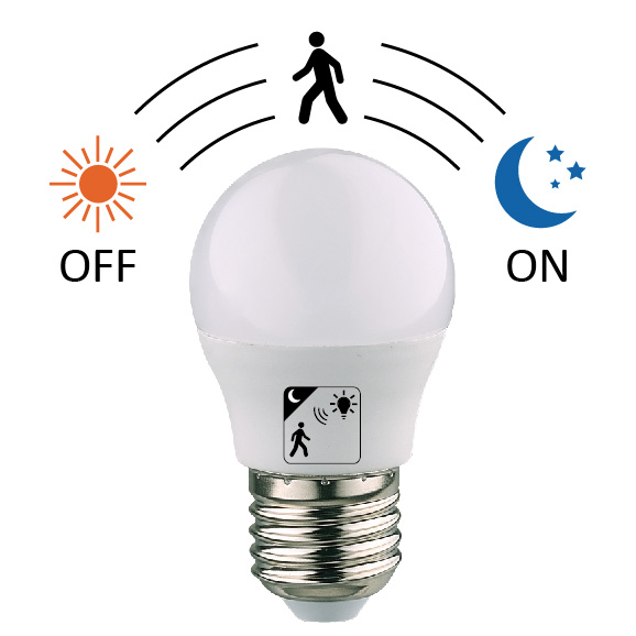 G45 bulb with lux and motion sensor